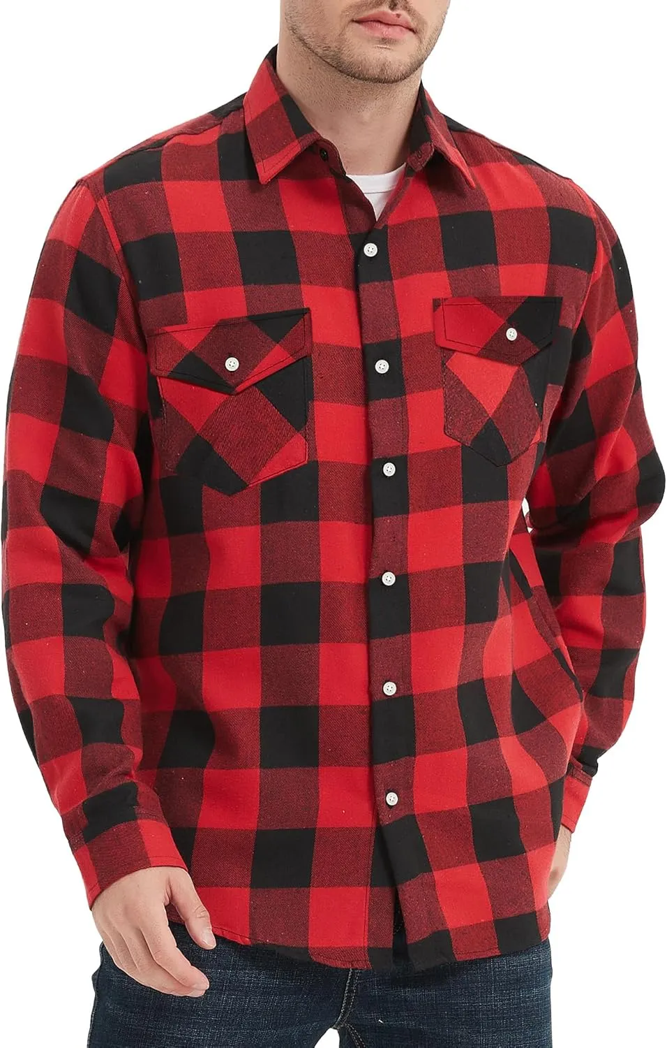 1/3 Pack Mens Flannel Shirt Long Sleeve Plaid Shirts Casual Button Down Buffalo Plaid Checkered Cotton Jacket