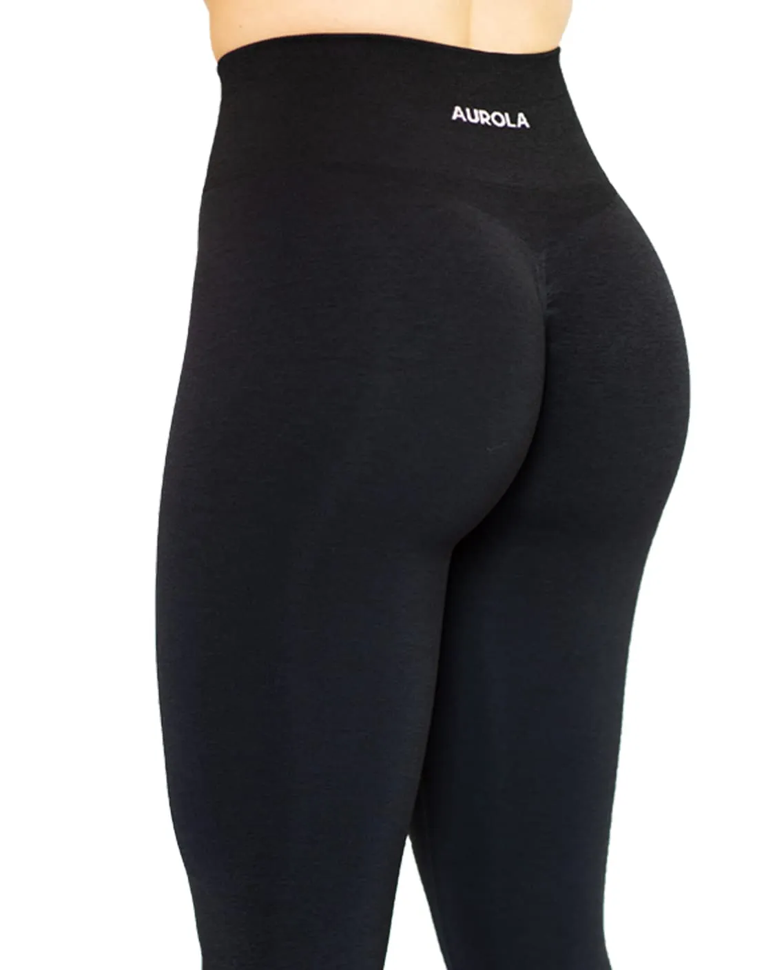 AUROLA Workout Leggings for Women Seamless Scrunch Tights Tummy Control Gym Fitness Girl Sport Active Yoga Pants-25'' (M, Black)
