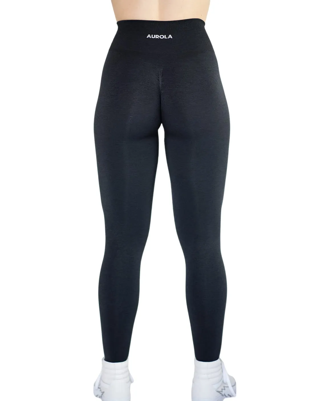 AUROLA Workout Leggings for Women Seamless Scrunch Tights Tummy Control Gym Fitness Girl Sport Active Yoga Pants-25'' (M, Black)