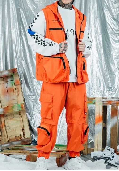 Detachable Cargo Waistcoat Military Jacket And Loose Fit Pants -BB272