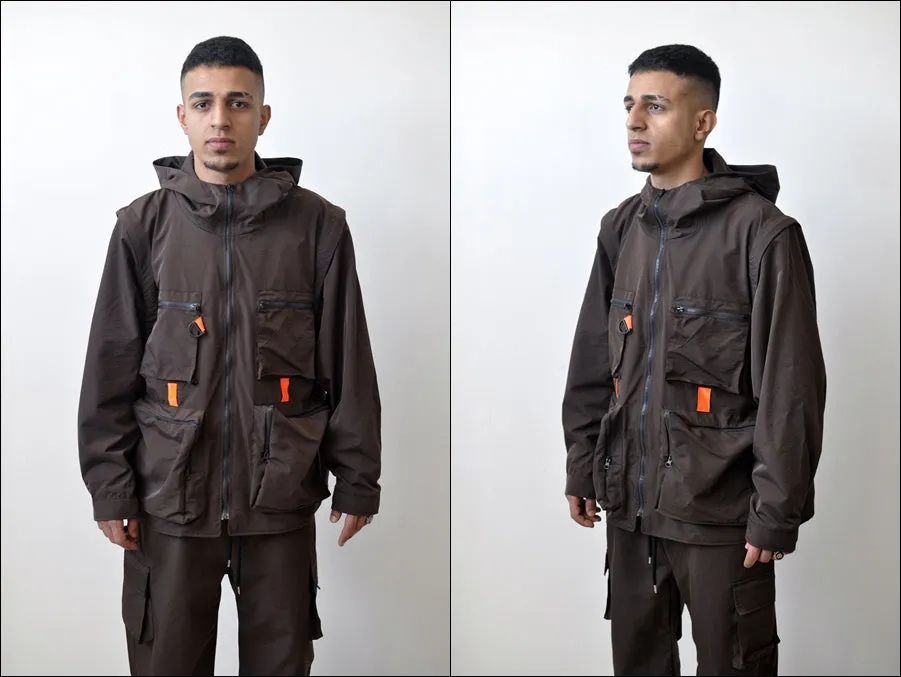 Detachable Cargo Waistcoat Military Jacket And Loose Fit Pants -BB272