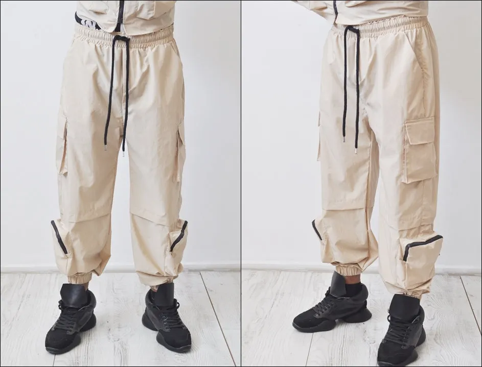 Detachable Cargo Waistcoat Military Jacket And Loose Fit Pants -BB272