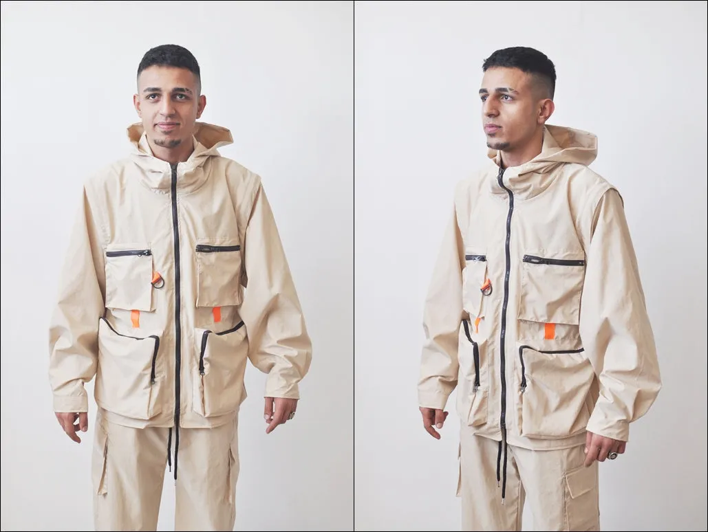 Detachable Cargo Waistcoat Military Jacket And Loose Fit Pants -BB272