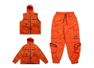 Detachable Cargo Waistcoat Military Jacket And Loose Fit Pants -BB272