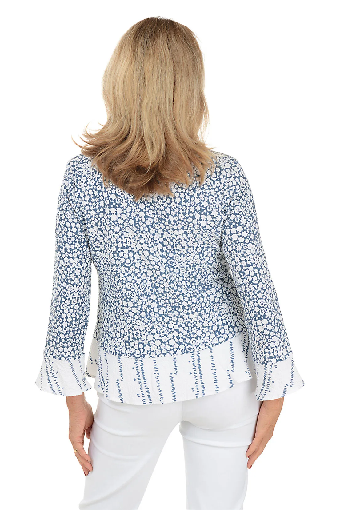 Floral Seersucker Flounce Shirt