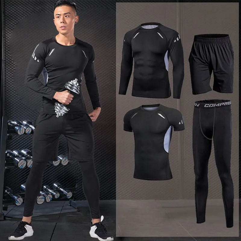 Gym Running Set Men's Tracksuit Jogging Compression Sportswear for Male Fitness Sports Clothing Tight Activewear Suits Hoodies
