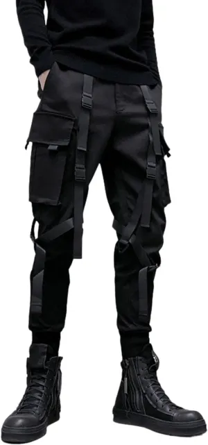 Kinkia Men's Hip Hop Harem Pants Multi-Pockets Casual Slim Fit Streetwear Cargo Military Trousers