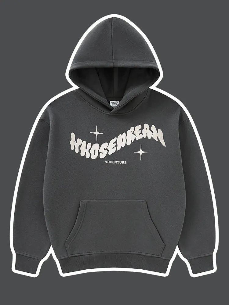 Loose-Fitting Foam Letter Print Kids Hoodies