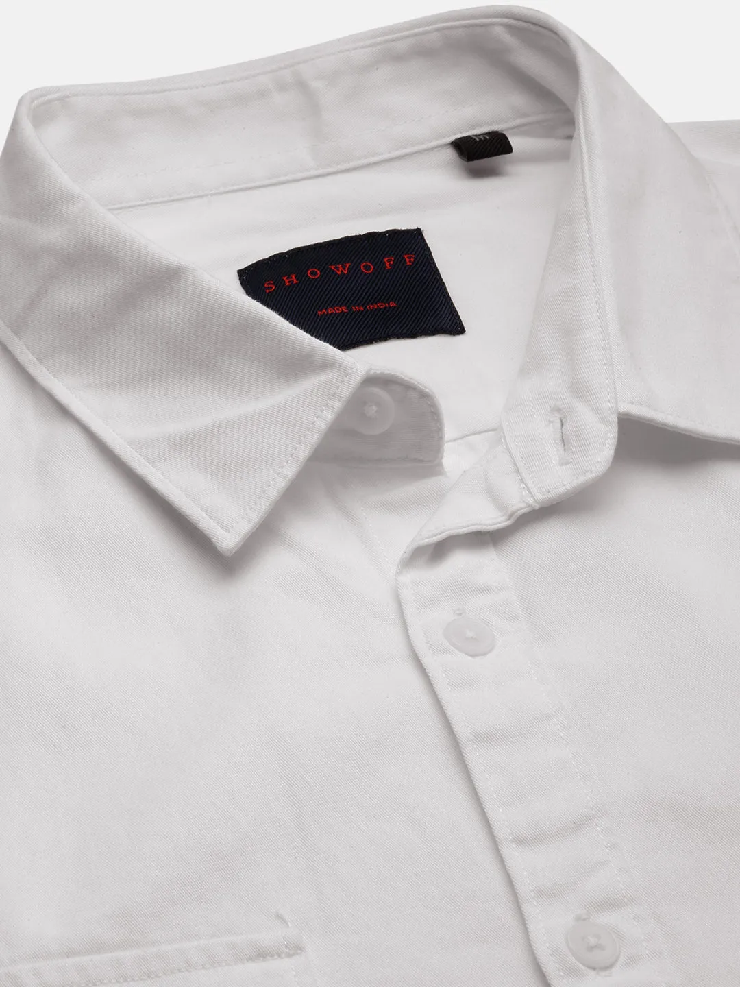 Men White Standard Slim Fit Opaque Cotton Casual Shirt