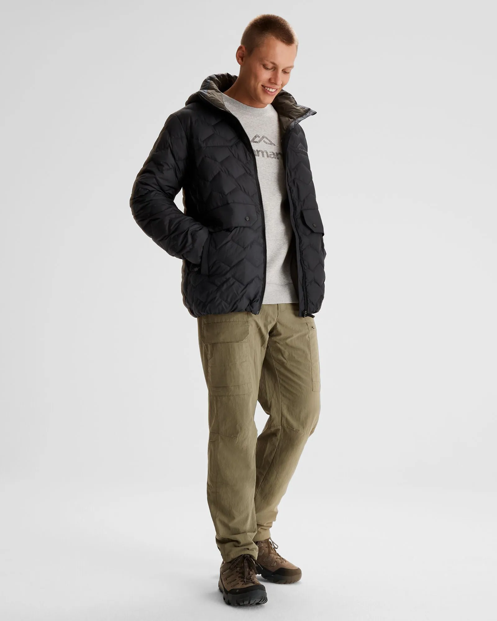 Men's Any Time Down Hooded Parka - Black Stingray