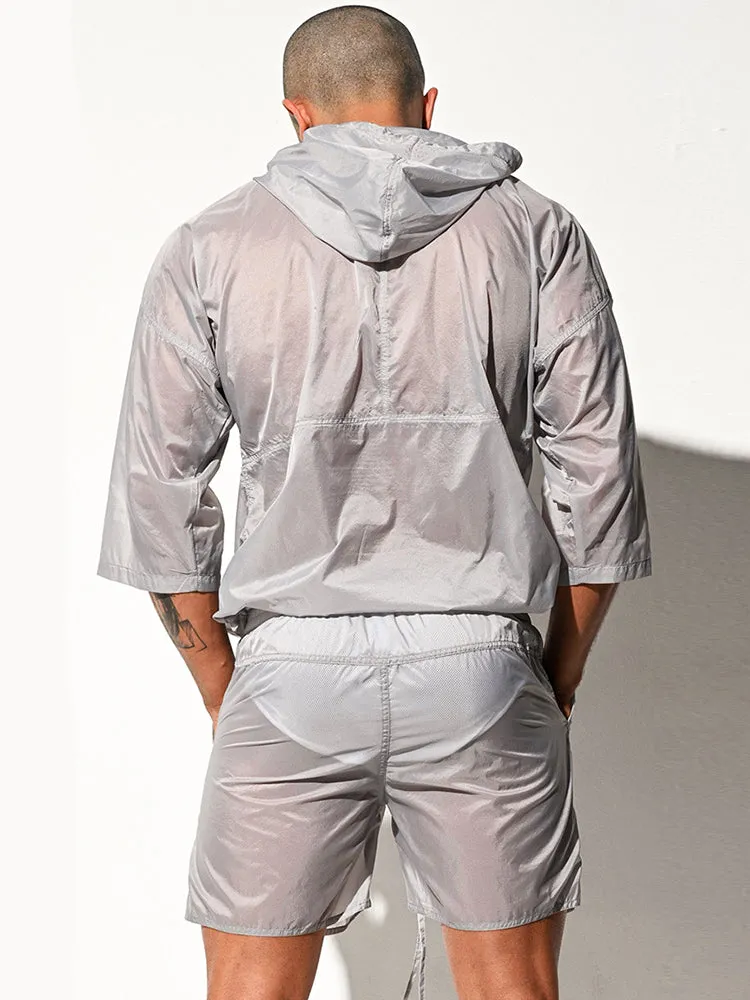 Mens Half Sleeve Hooded Activewear Tops