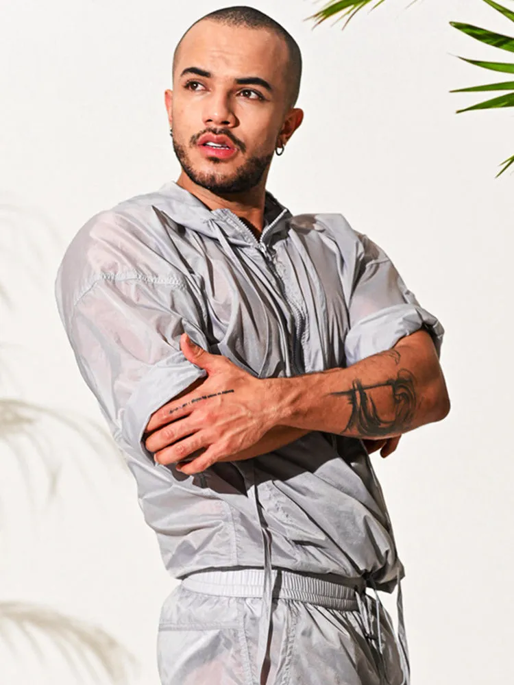 Mens Half Sleeve Hooded Activewear Tops