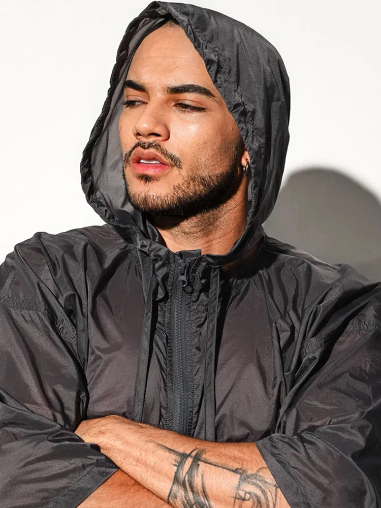 Mens Half Sleeve Hooded Activewear Tops