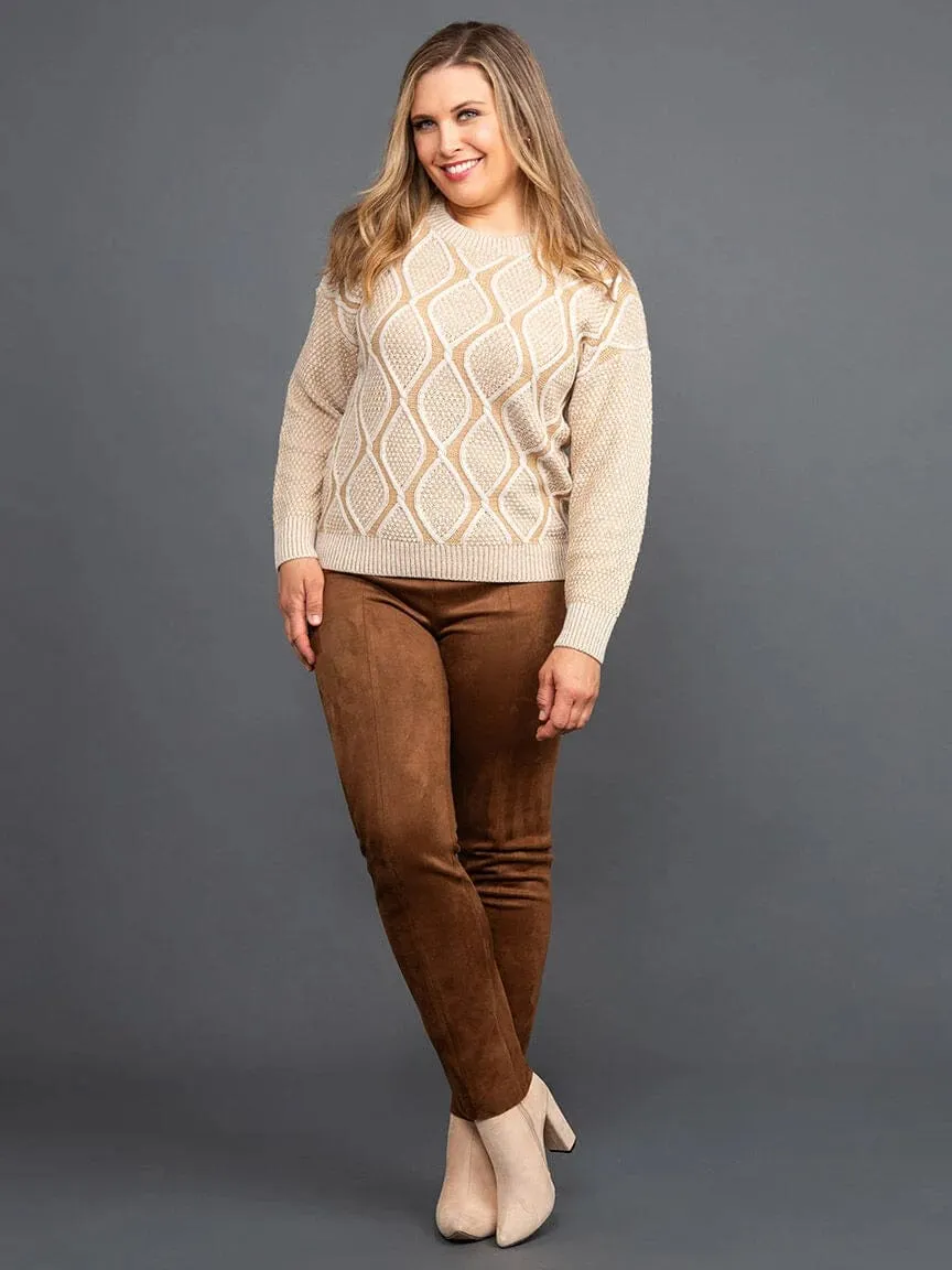 Papillon Diamond Print Ribbed Details Sweater - 17234