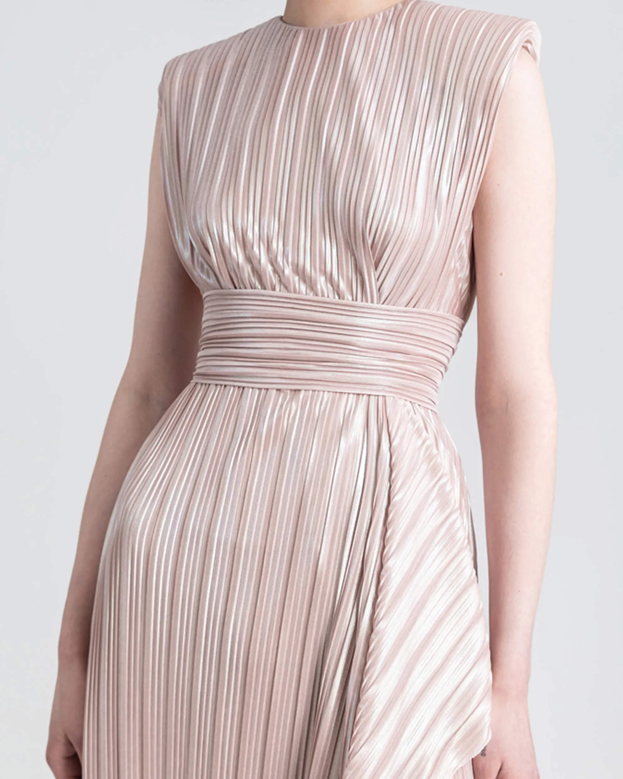 Straight Blush Ruffled Dress