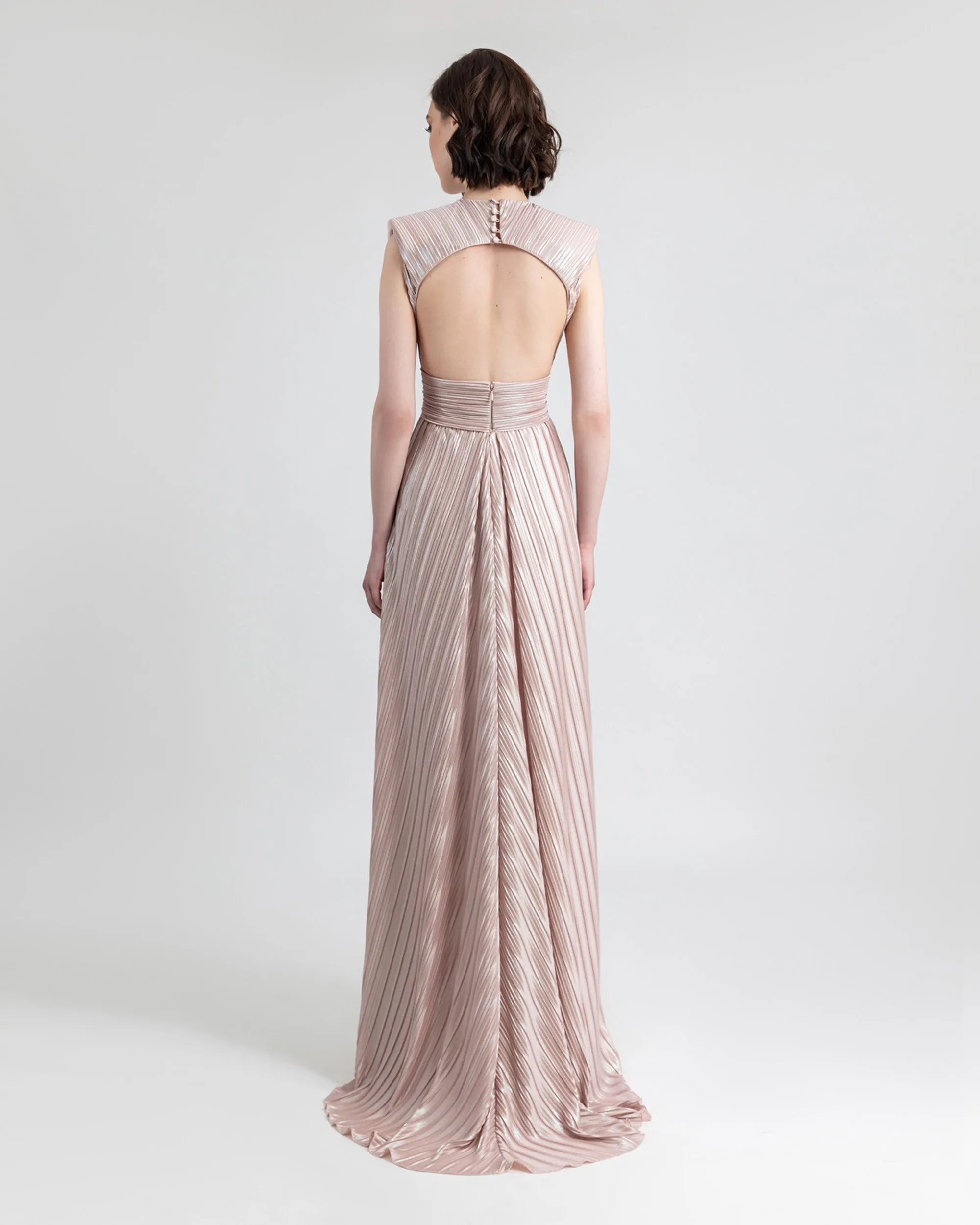 Straight Blush Ruffled Dress