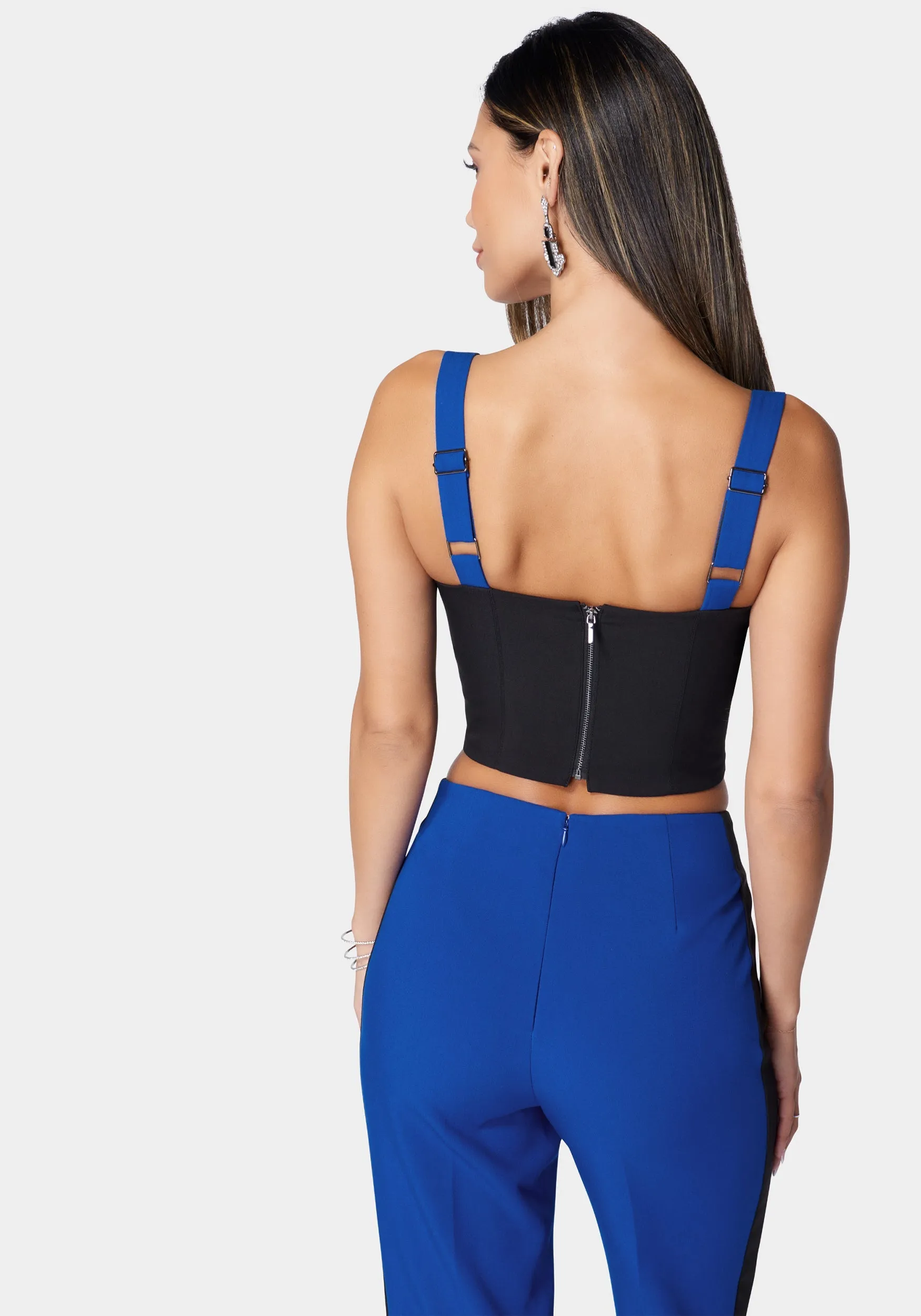 Tailored Contrast Woven Twill Bustier