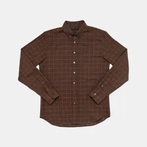 Windowpane Plaid Flannel Shirt (Mocha)
