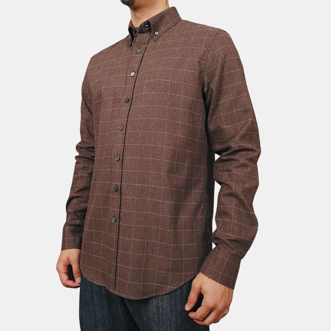 Windowpane Plaid Flannel Shirt (Mocha)