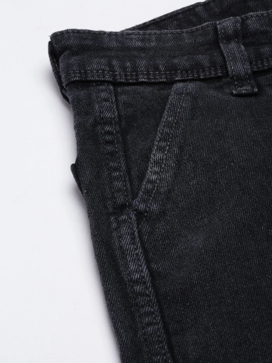 Women Charcoal Straight Fit Light Fade Cargo Jeans